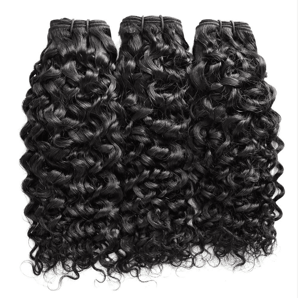 Three dark bundles showing a defined curled texture