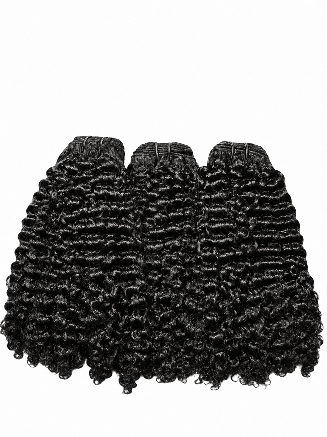 Three dark bundles showing a dense curled texture
