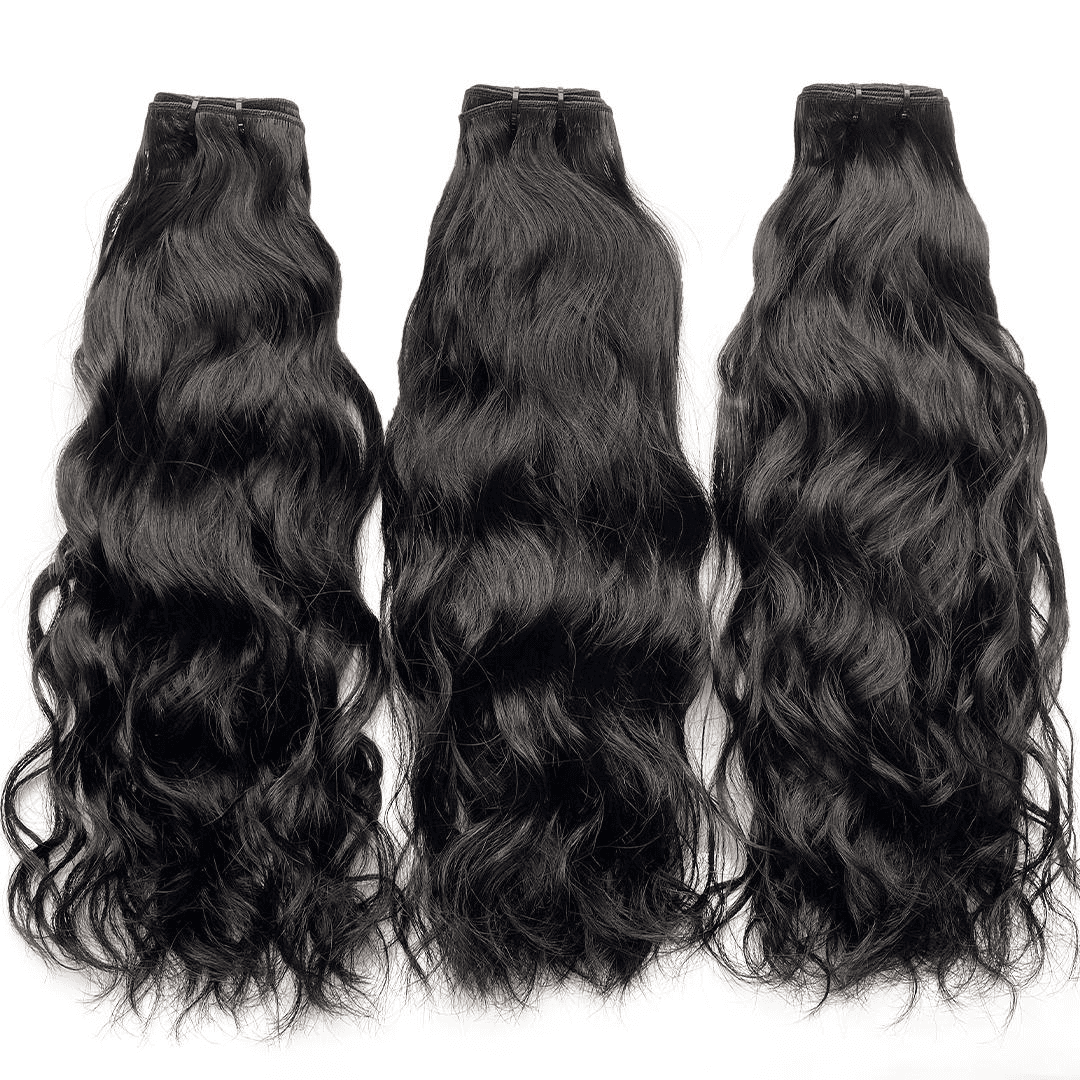 Three dark bundles showing a natural wave pattern
